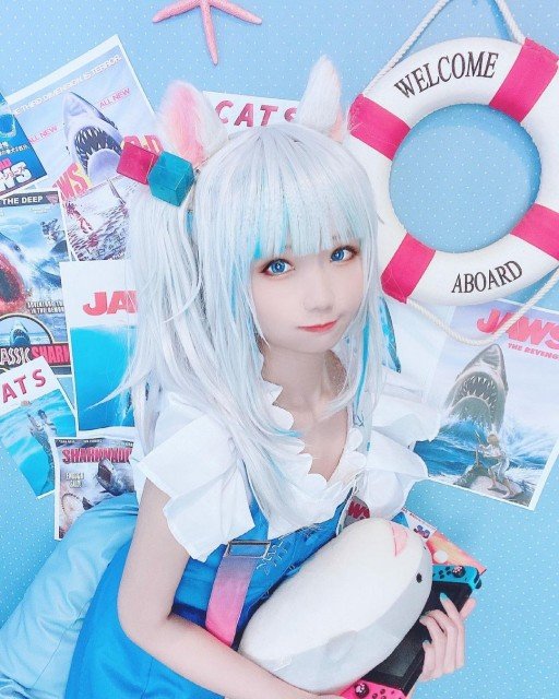 6月出來簽到A ～ฅ•ω•ฅ 💙#gawrgura #CatShark 🔱#cosplay